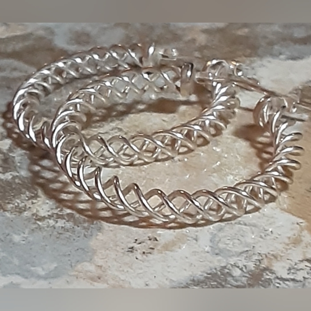 925 Silver Hoop Earrings By JCM 1.25" t